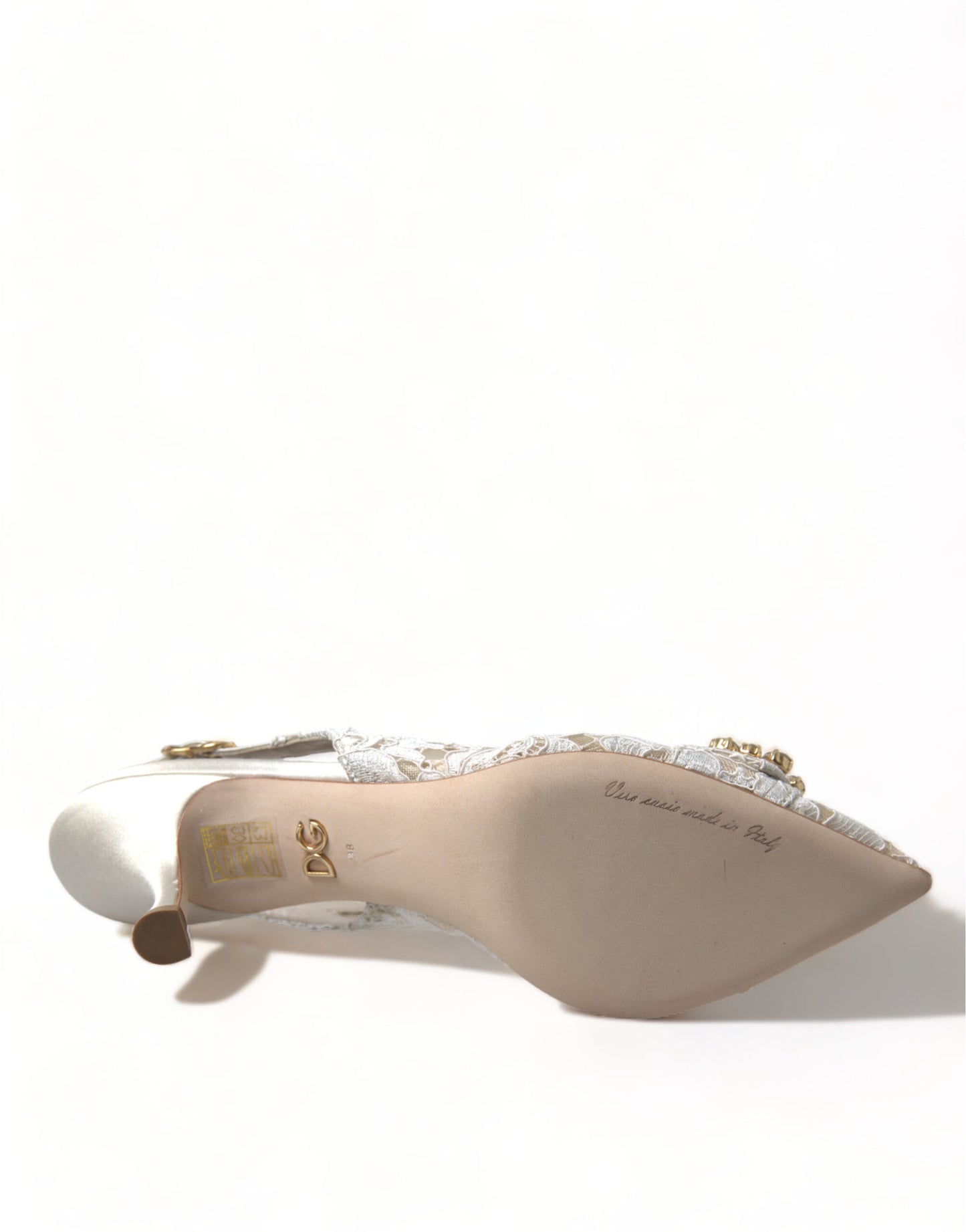 Dolce & Gabbana Elegant Lace Slingback Pumps with Crystal Accents