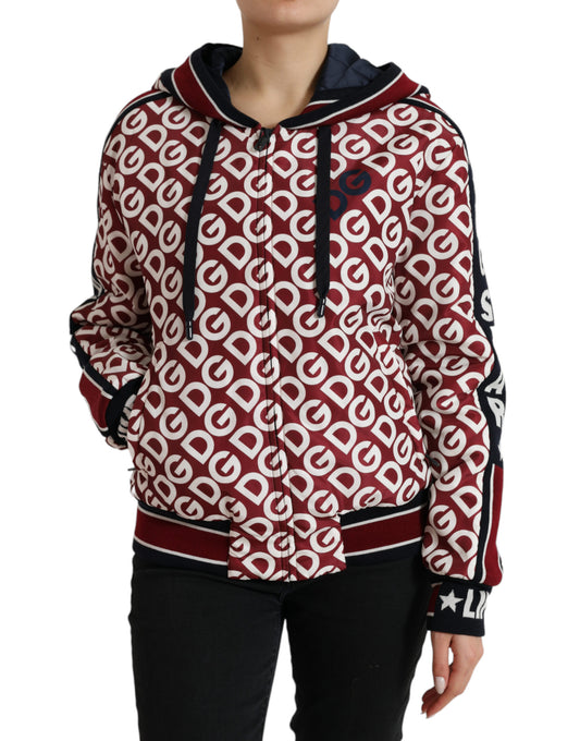 Dolce & Gabbana Multicolor DG Mania Hooded Bomber Jacket