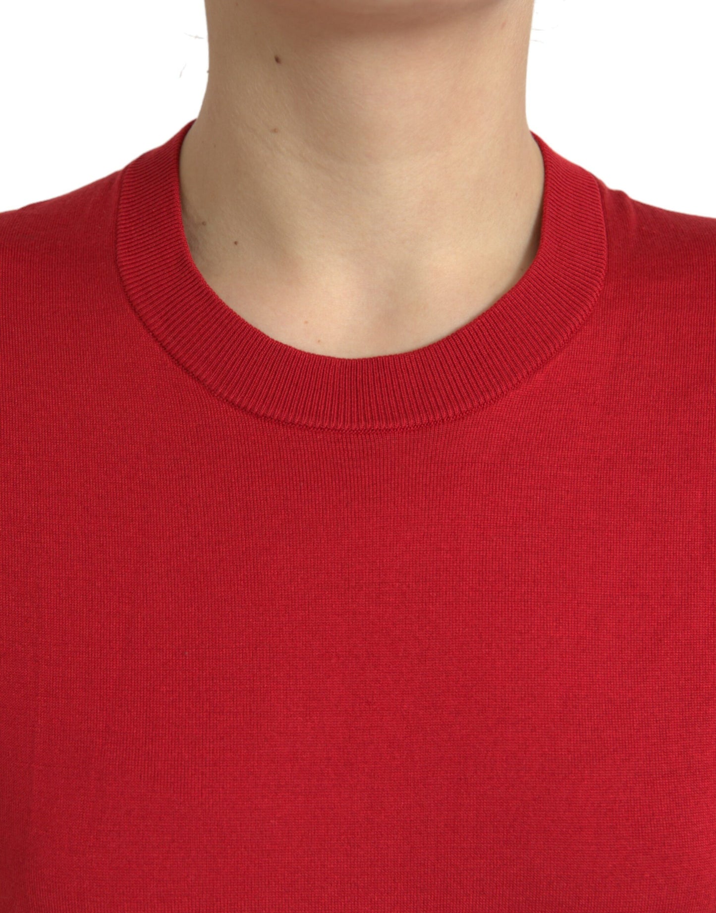 Dolce & Gabbana Red Silk Crew Neck Short Sleeves T-shirt Top