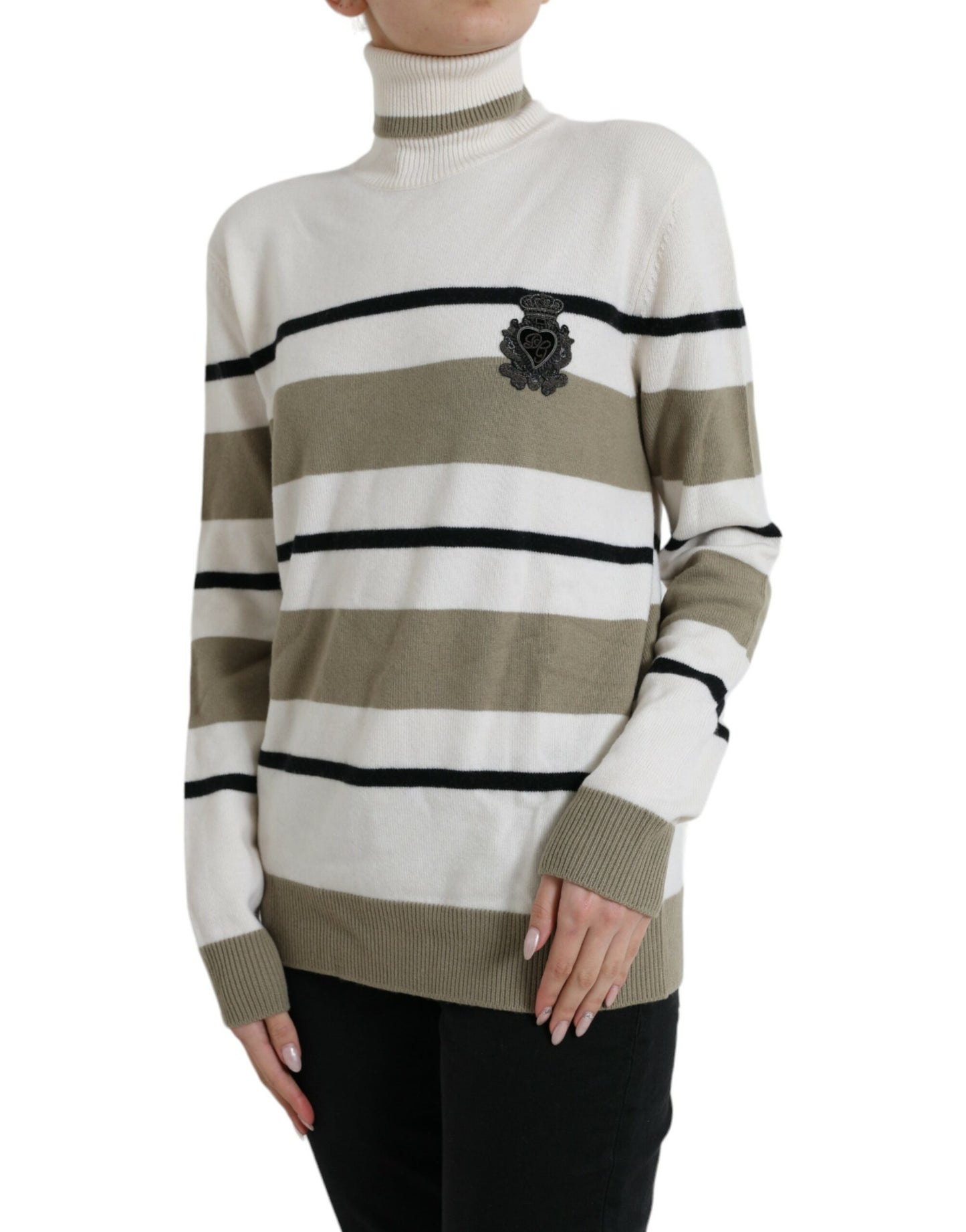 Dolce & Gabbana Multicolor Stripe Wool Logo Pullover Sweater