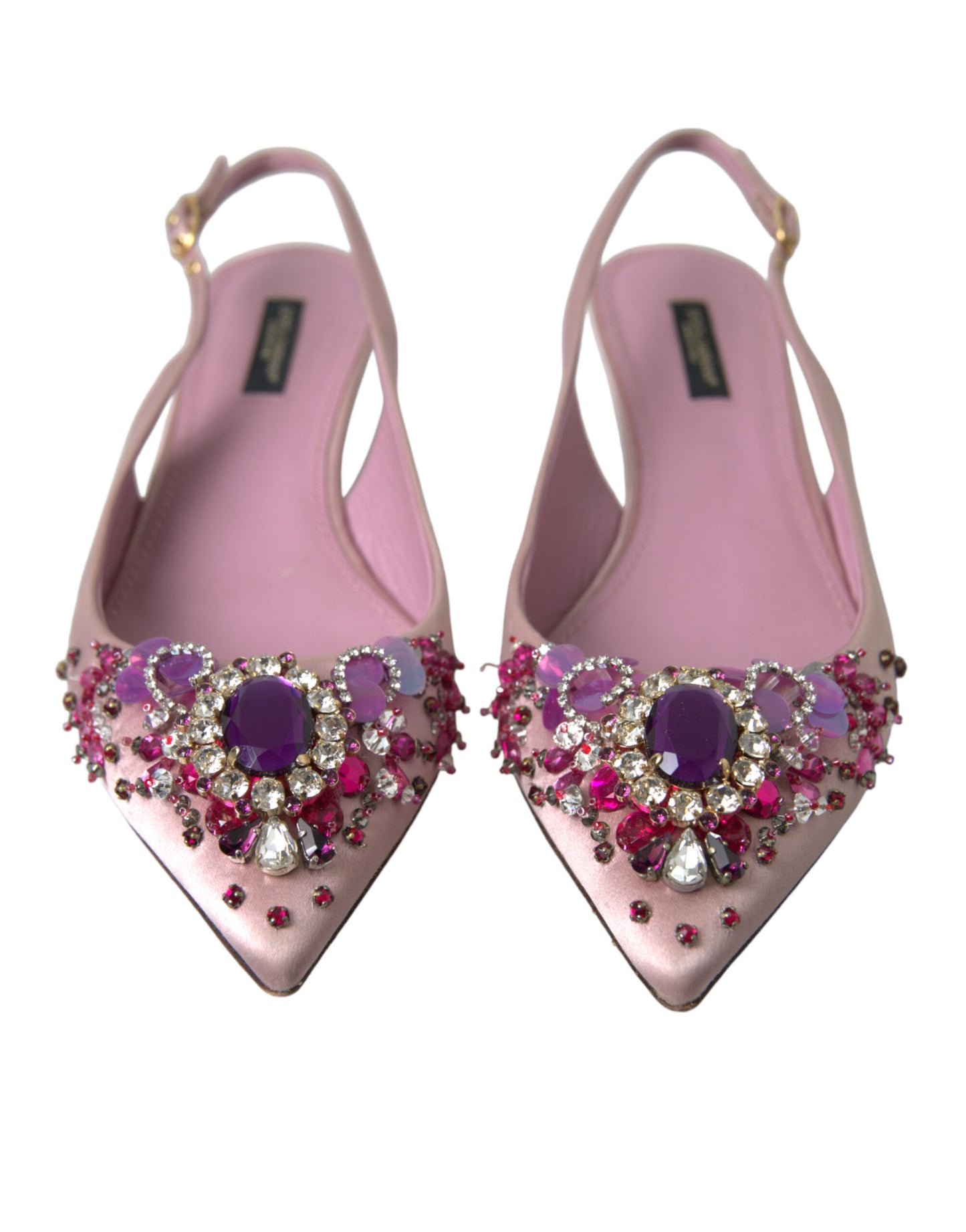 Dolce & Gabbana Pink Crystal Heels Slingback Pumps Shoes