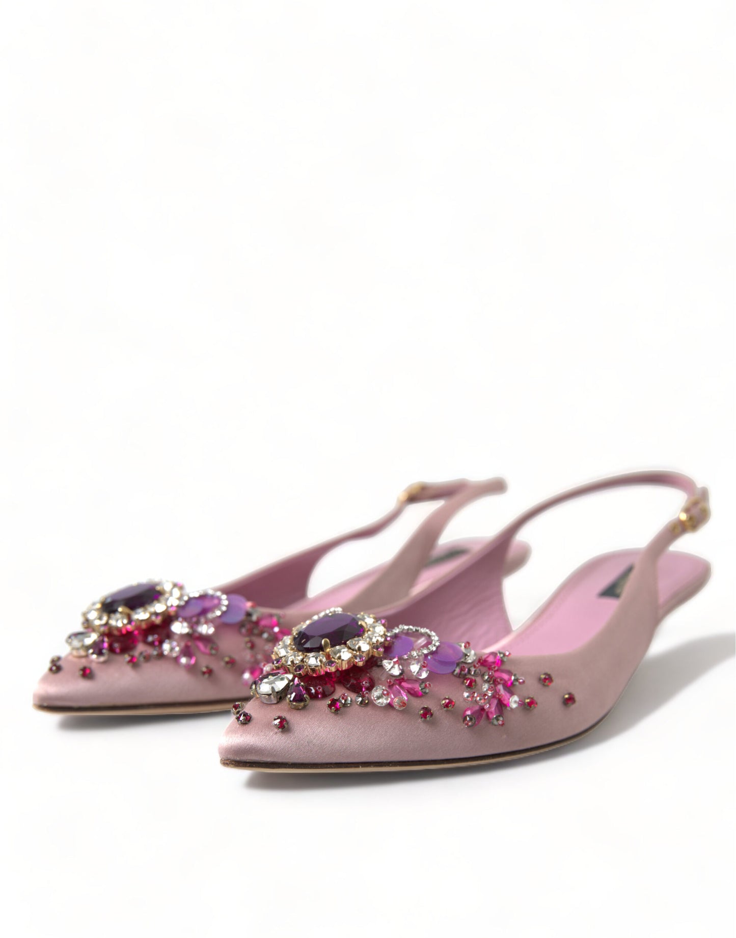 Dolce & Gabbana Pink Crystal Heels Slingback Pumps Shoes