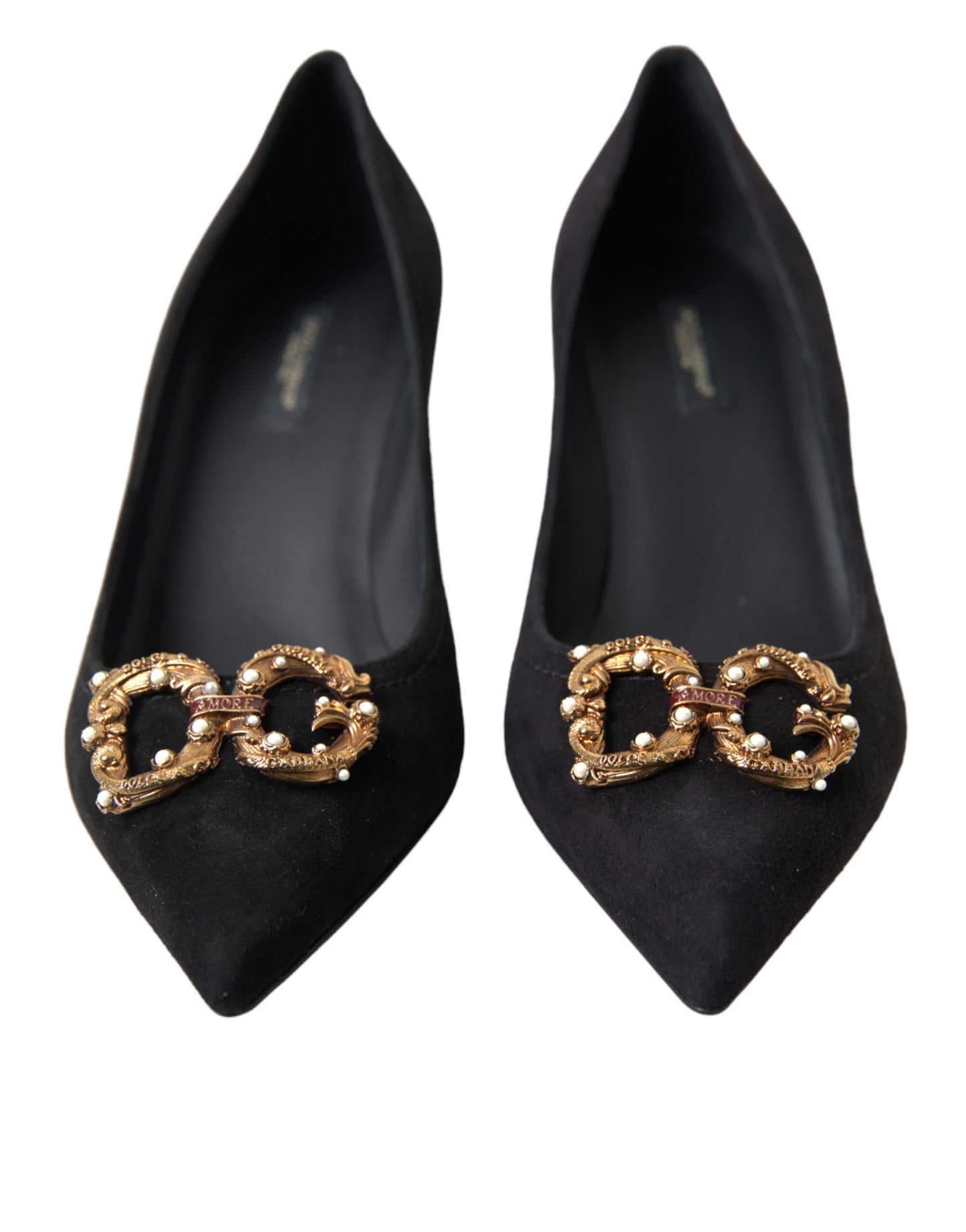 Dolce & Gabbana Elegant Black Leather Suede Pumps