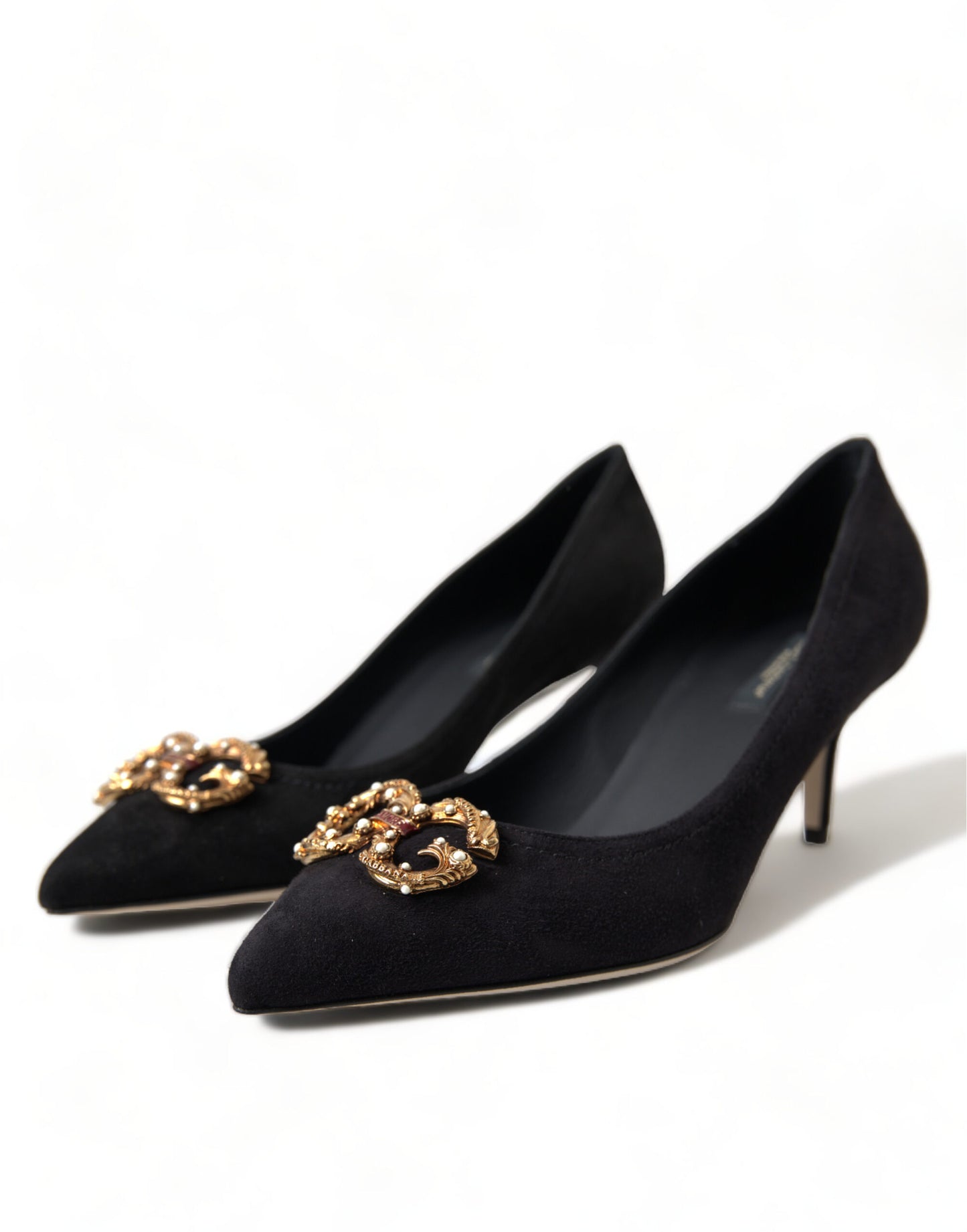 Dolce & Gabbana Elegant Black Leather Suede Pumps