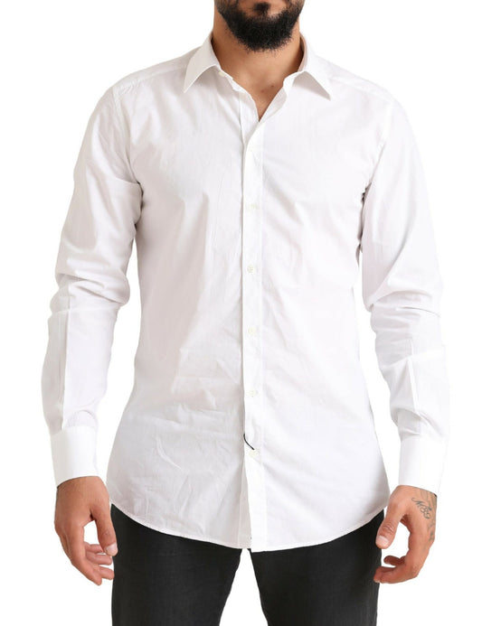 Dolce & Gabbana White GOLD Formal Cotton Formal Dress Shirt