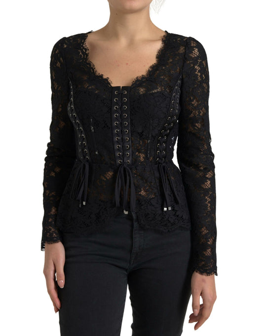 Dolce & Gabbana Elegant Sheer Lace Long Sleeve Blouse