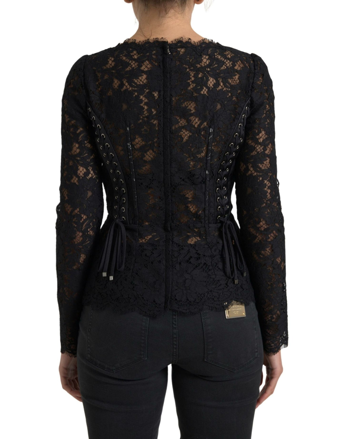 Dolce & Gabbana Elegant Sheer Lace Long Sleeve Blouse