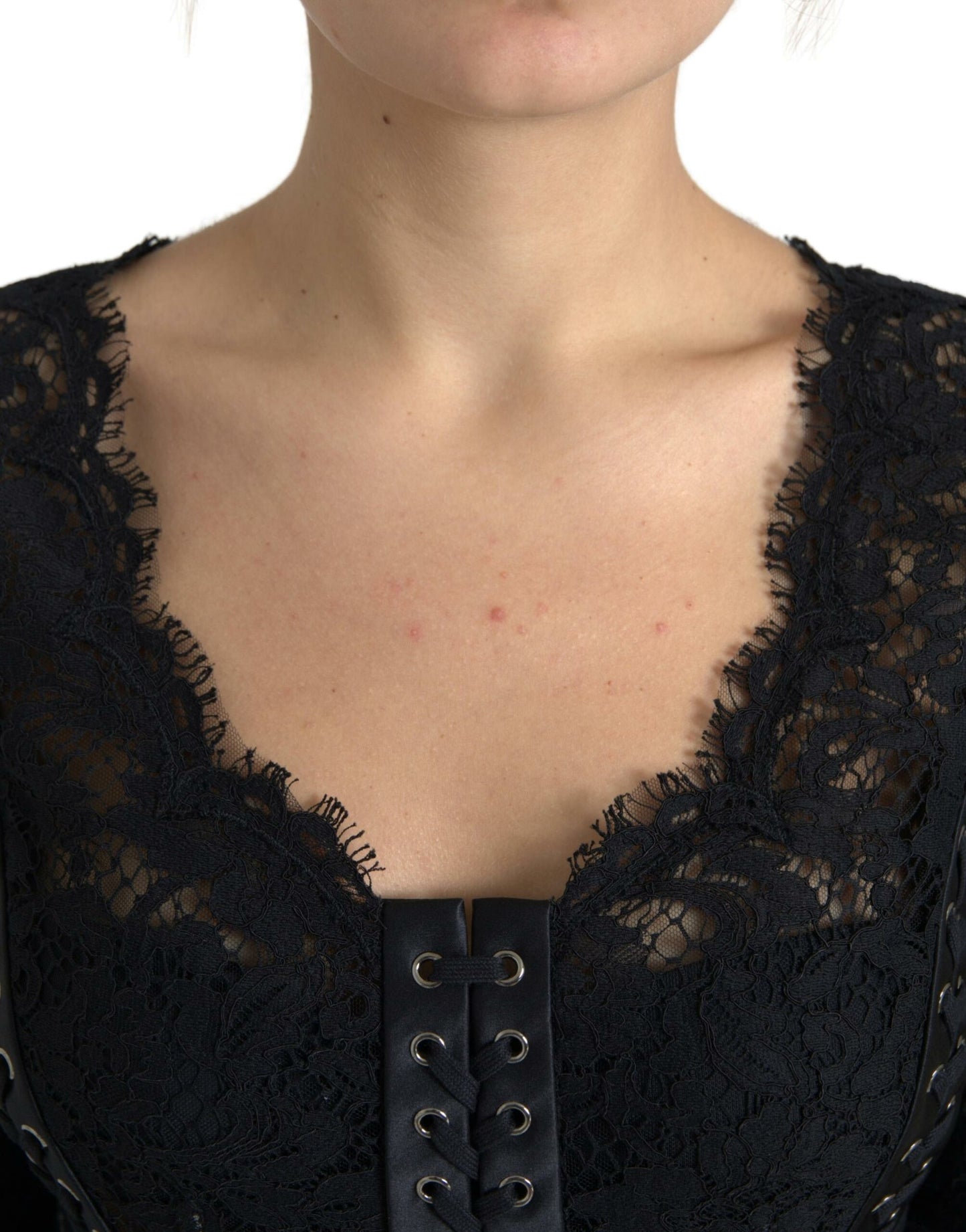 Dolce & Gabbana Elegant Sheer Lace Long Sleeve Blouse