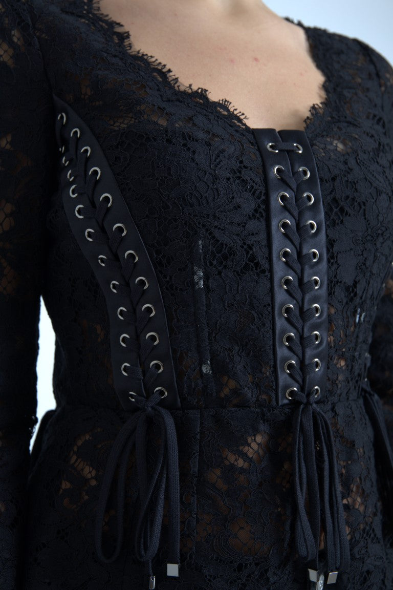 Dolce & Gabbana Elegant Sheer Lace Long Sleeve Blouse