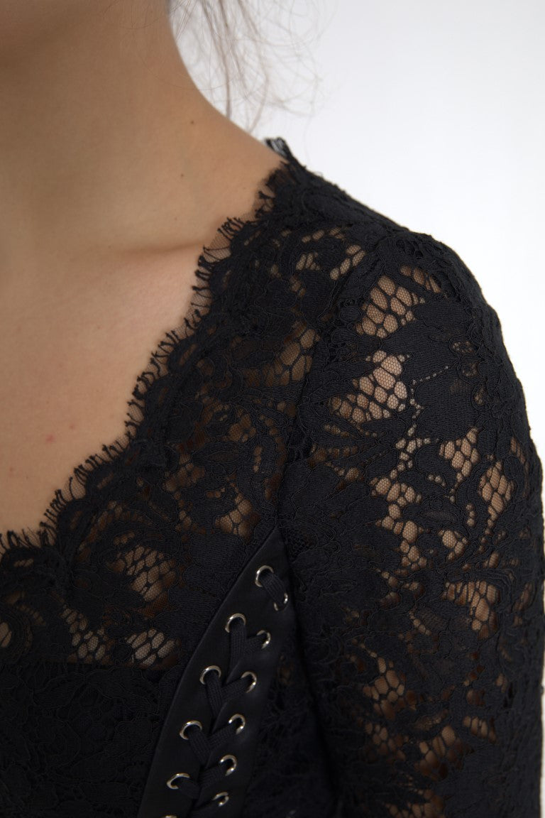 Dolce & Gabbana Elegant Sheer Lace Long Sleeve Blouse