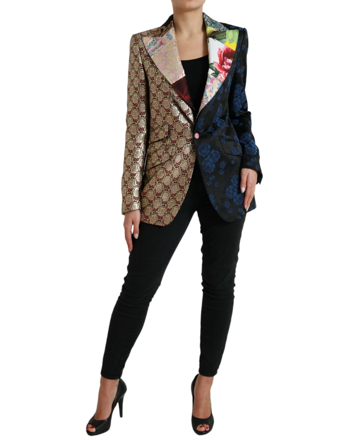 Dolce & Gabbana Multicolor Floral Patchwork Jacquard Jacket