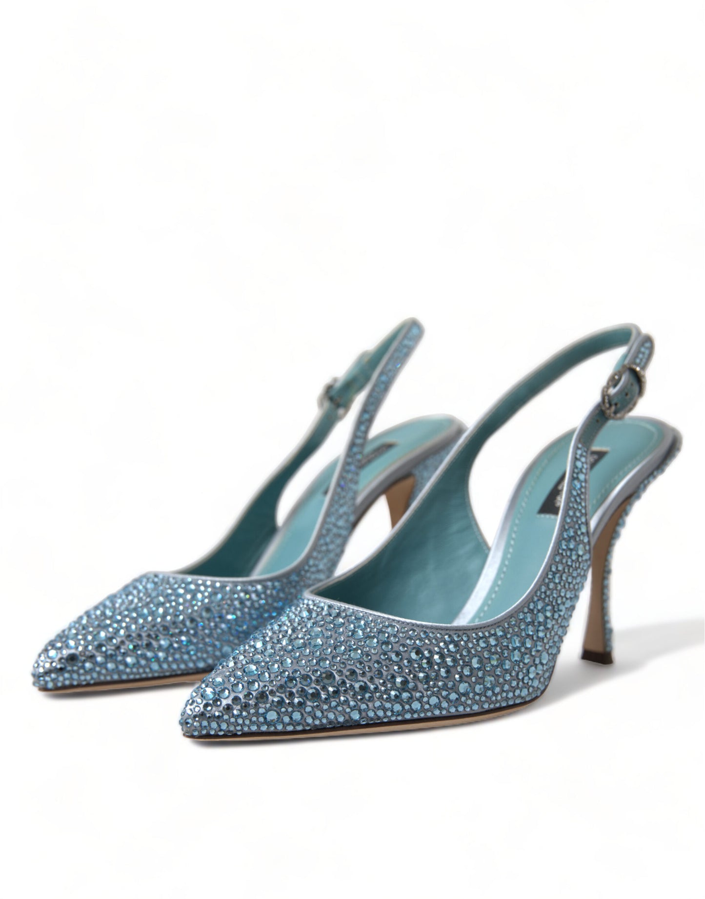 Dolce & Gabbana Aquamarine Slingback Heels with Crystal Embellishments