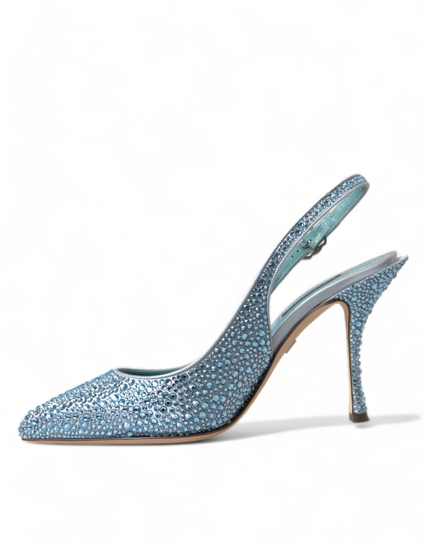 Dolce & Gabbana Aquamarine Slingback Heels with Crystal Embellishments