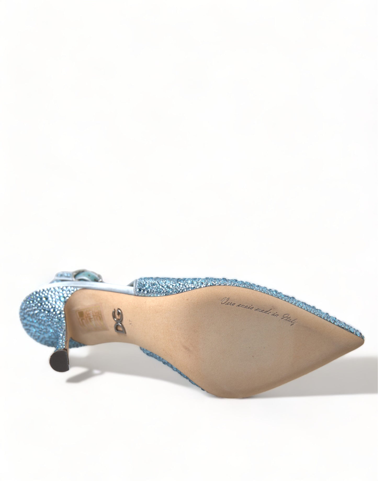 Dolce & Gabbana Aquamarine Slingback Heels with Crystal Embellishments