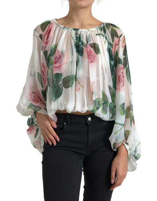 Dolce & Gabbana Floral Silk Long Sleeve Blouse