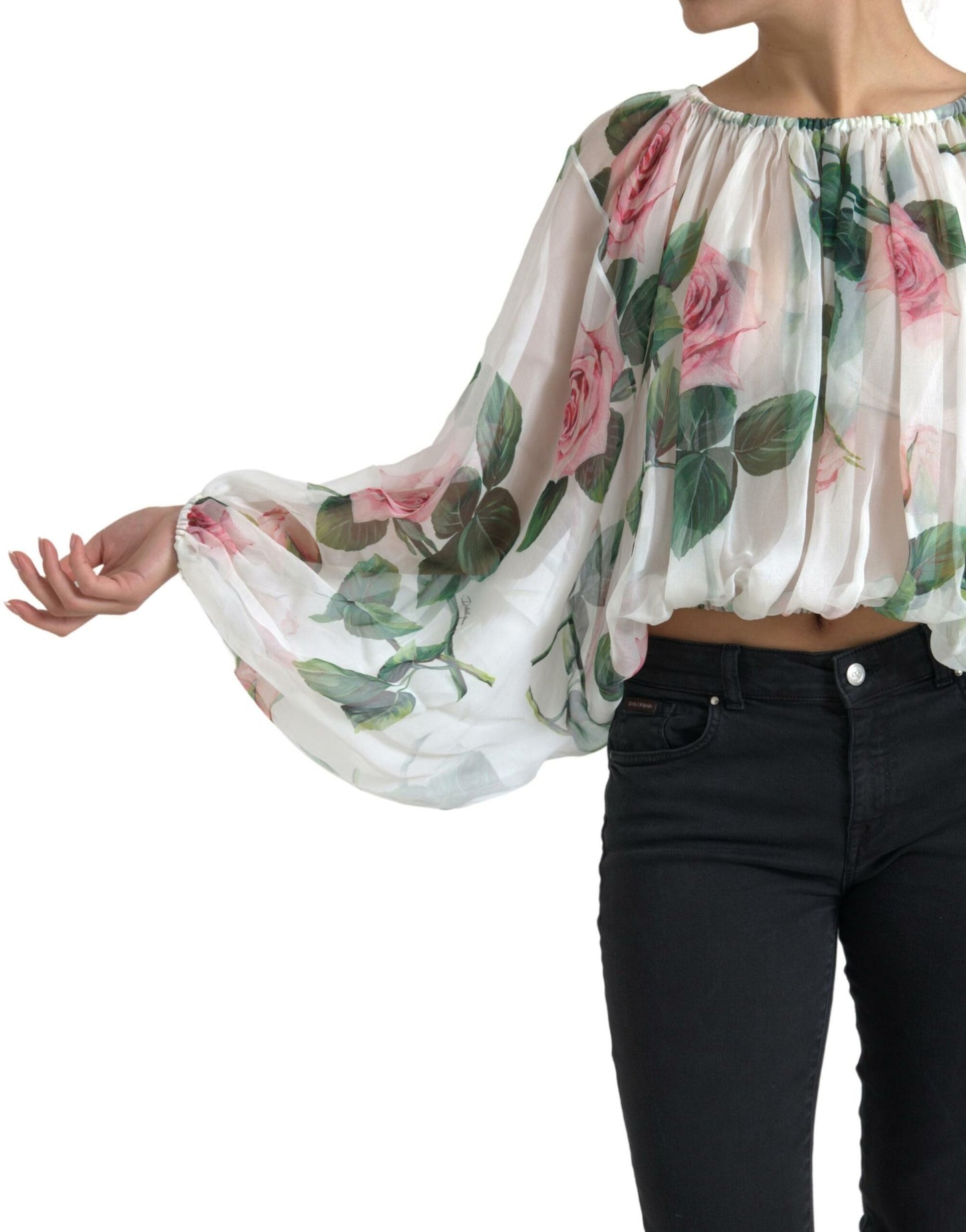 Dolce & Gabbana Floral Silk Long Sleeve Blouse