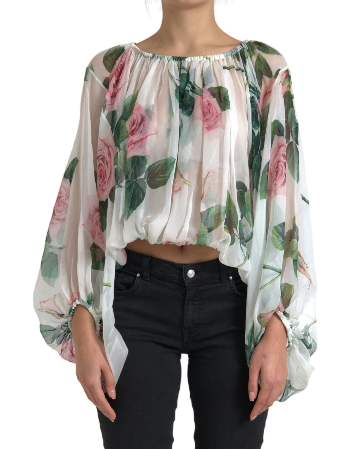 Dolce & Gabbana Floral Silk Long Sleeve Blouse