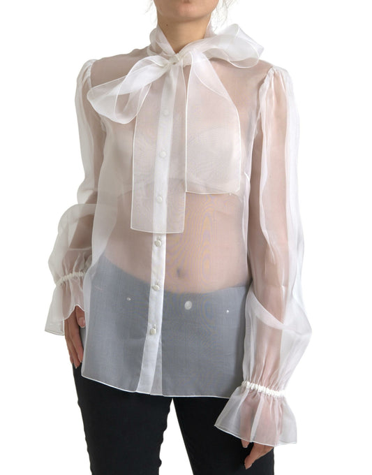 Dolce & Gabbana Elegant Sheer Silk Peasant Blouse