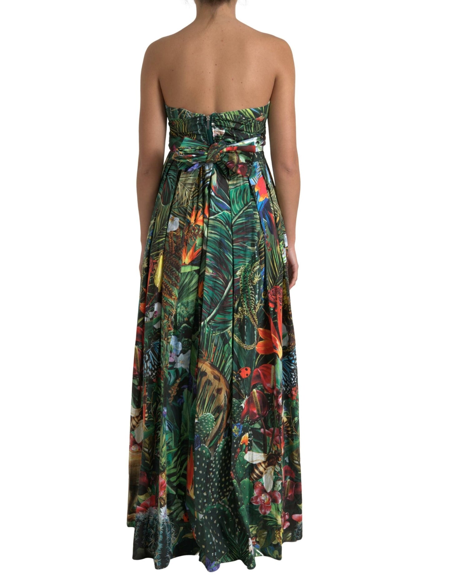 Dolce & Gabbana Multicolor Cotton Jungle-Print Gown