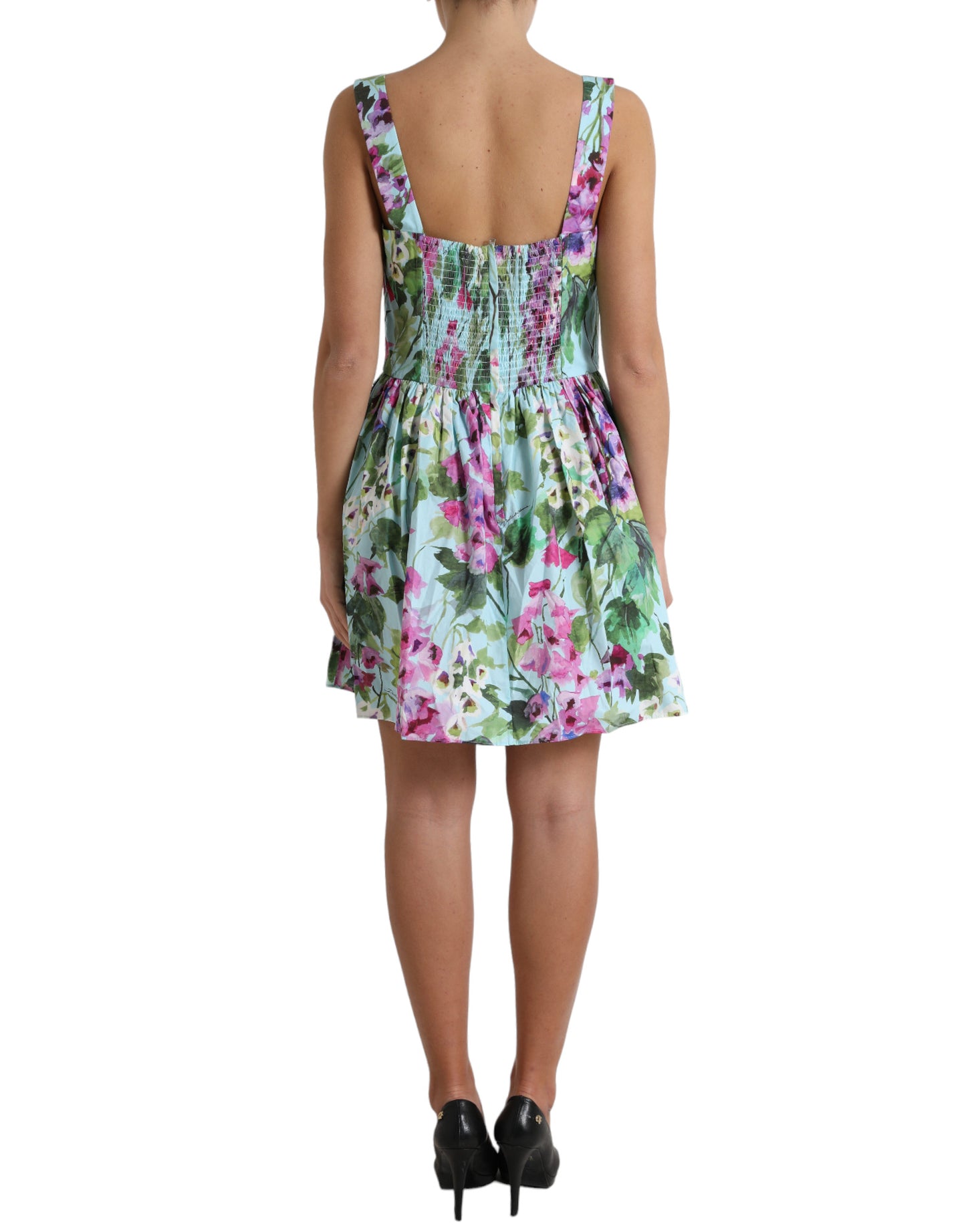 Dolce & Gabbana Multicolor Floral A-line Mini Cotton Shift Dress