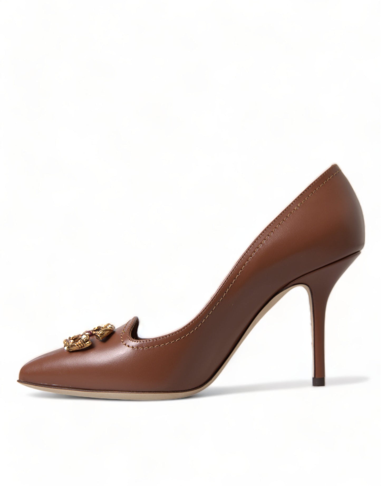 Dolce & Gabbana Elegant Brown Leather Heels Pumps