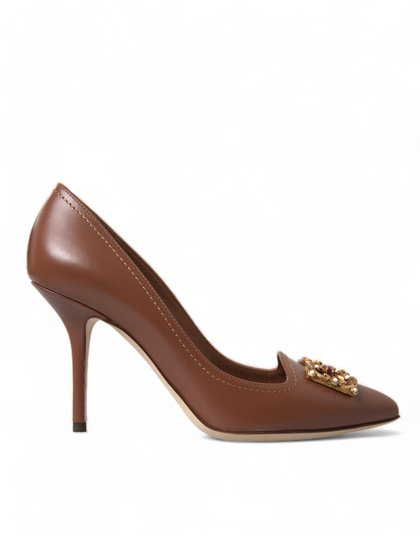 Dolce & Gabbana Elegant Brown Leather Heels Pumps