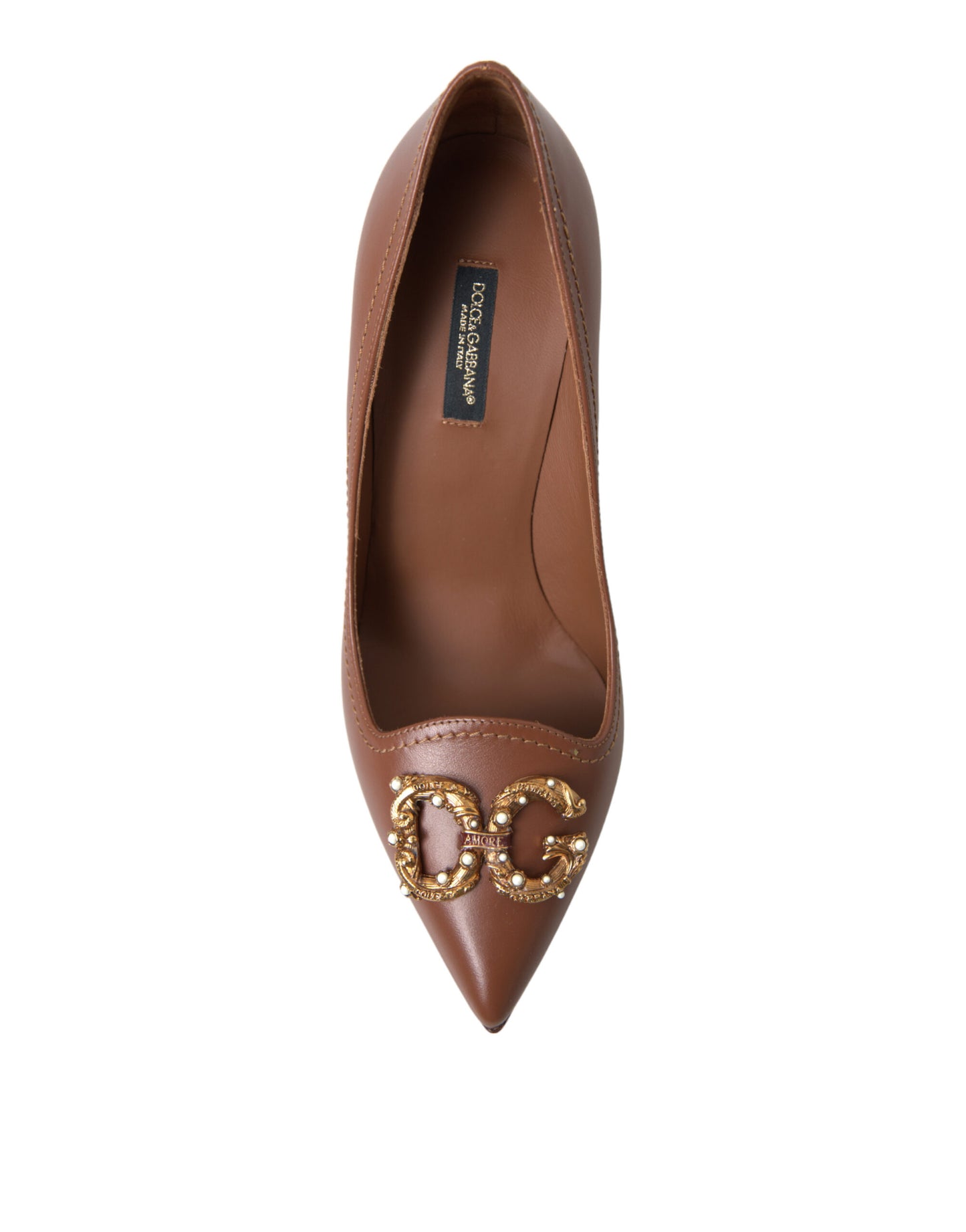 Dolce & Gabbana Elegant Brown Leather Heels Pumps