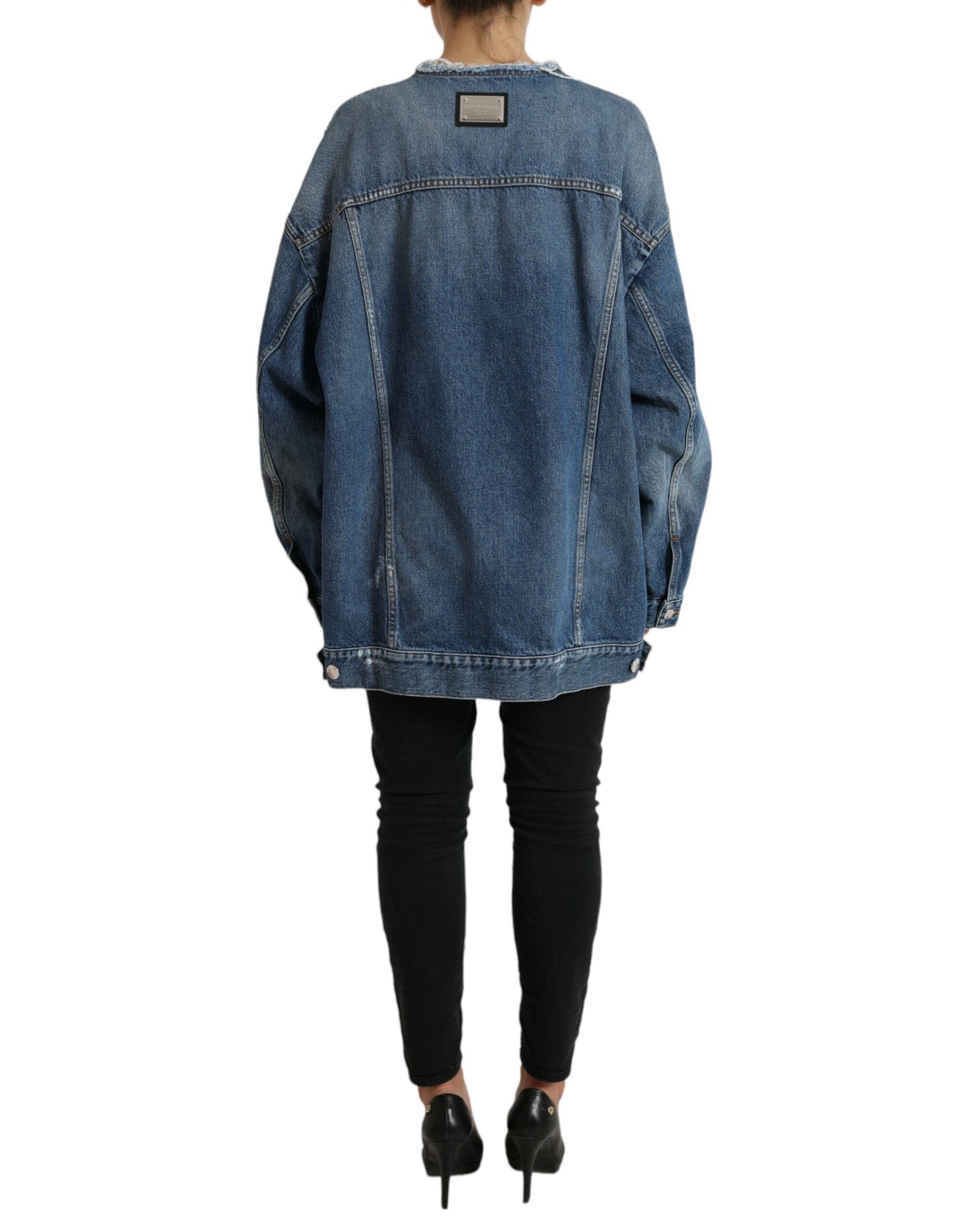 Dolce & Gabbana Blue Washed Cotton DENIM Jeans Coat Jacket