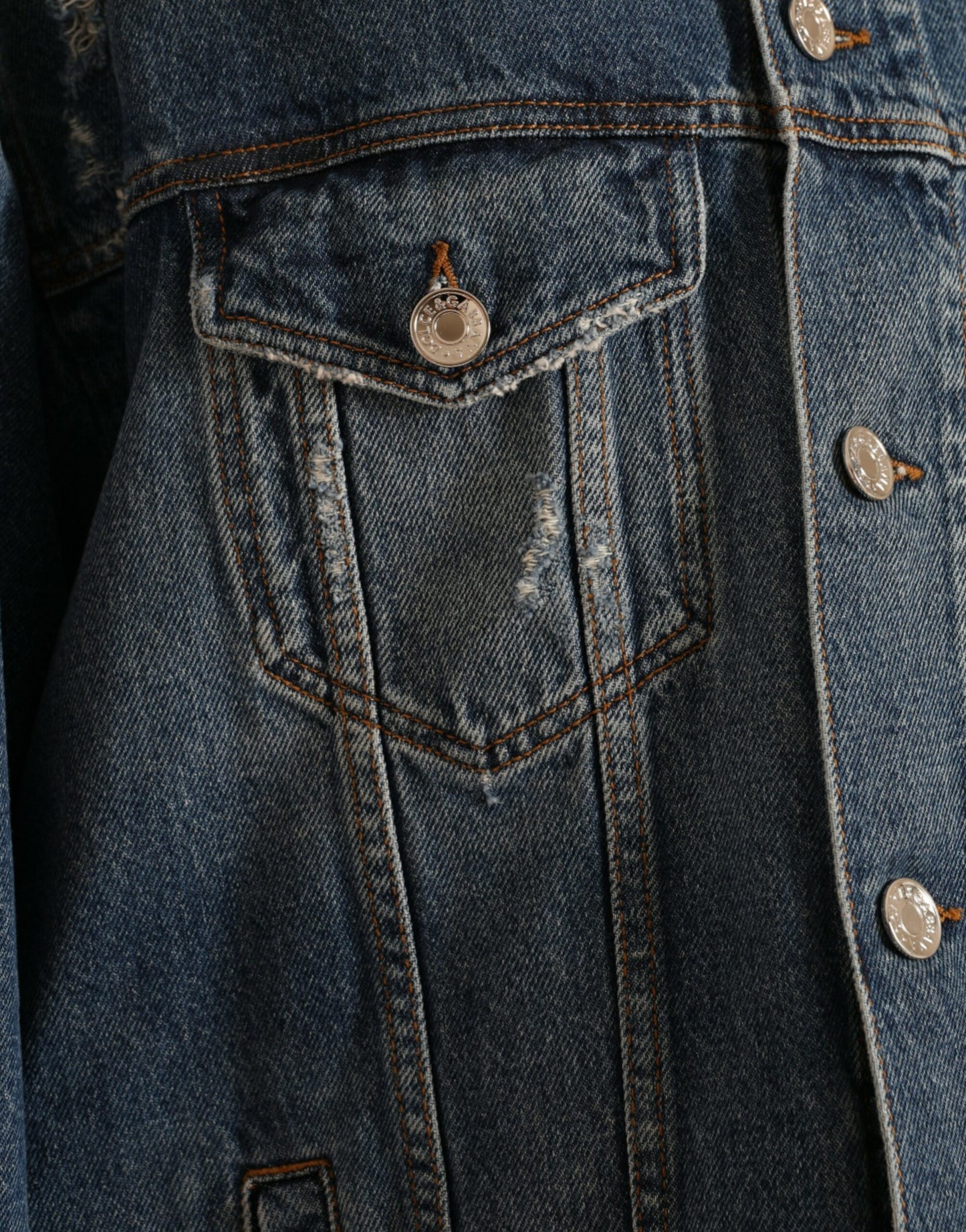 Dolce & Gabbana Blue Washed Cotton DENIM Jeans Coat Jacket