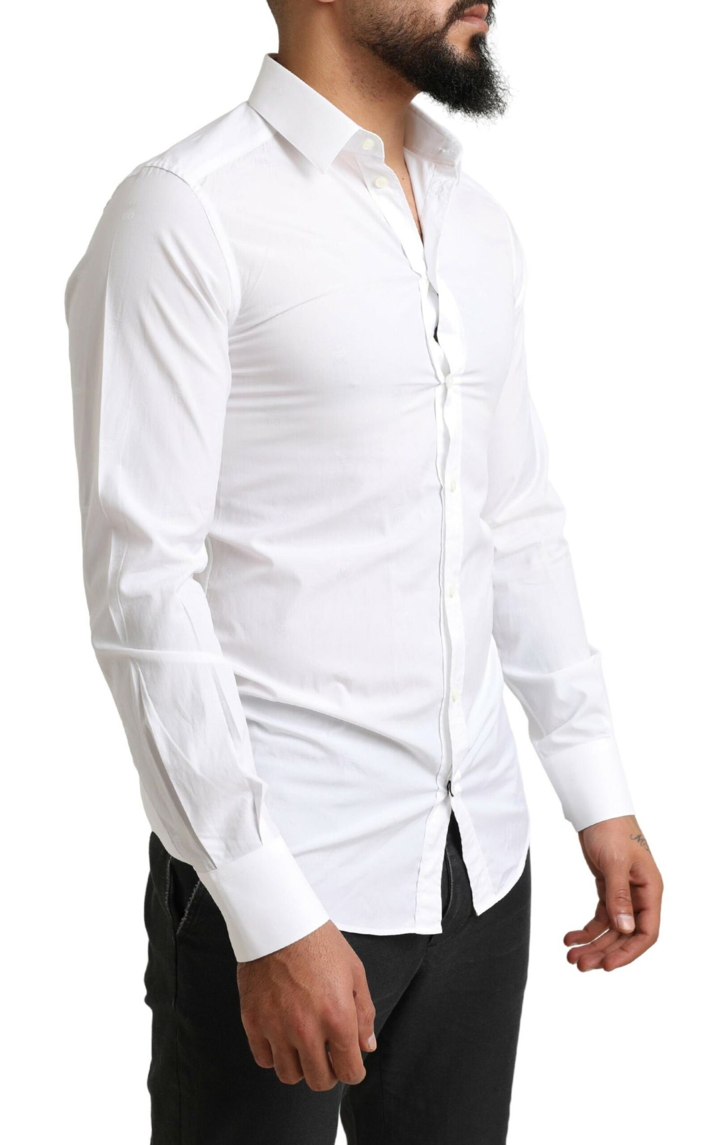 Dolce & Gabbana Elegant Slim Fit White Cotton Dress Shirt