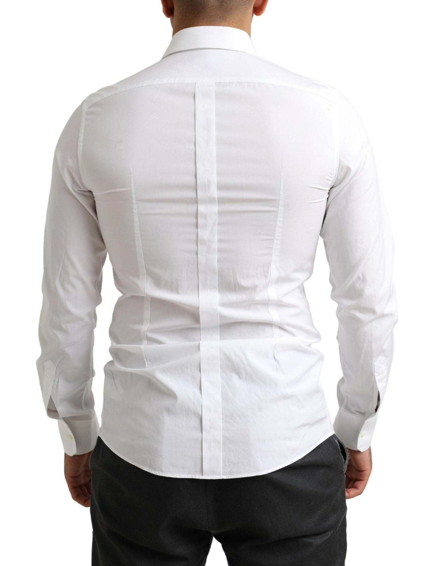 Dolce & Gabbana Elegant Slim Fit White Cotton Dress Shirt