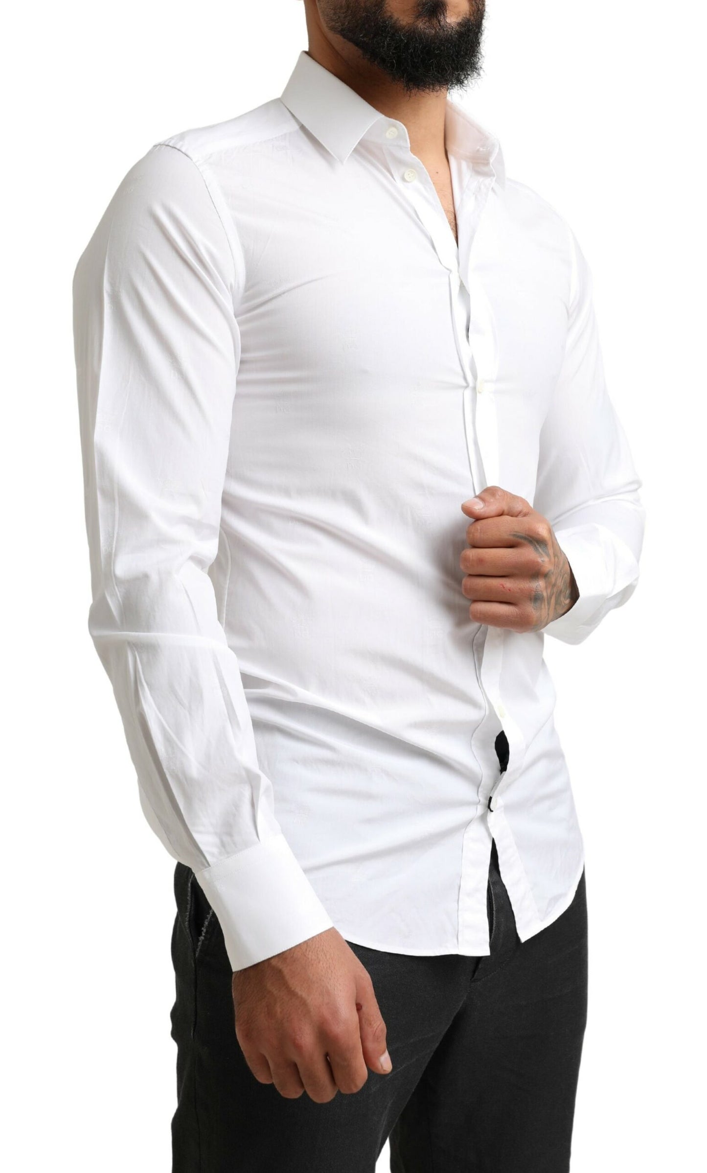 Dolce & Gabbana Elegant Slim Fit White Cotton Dress Shirt