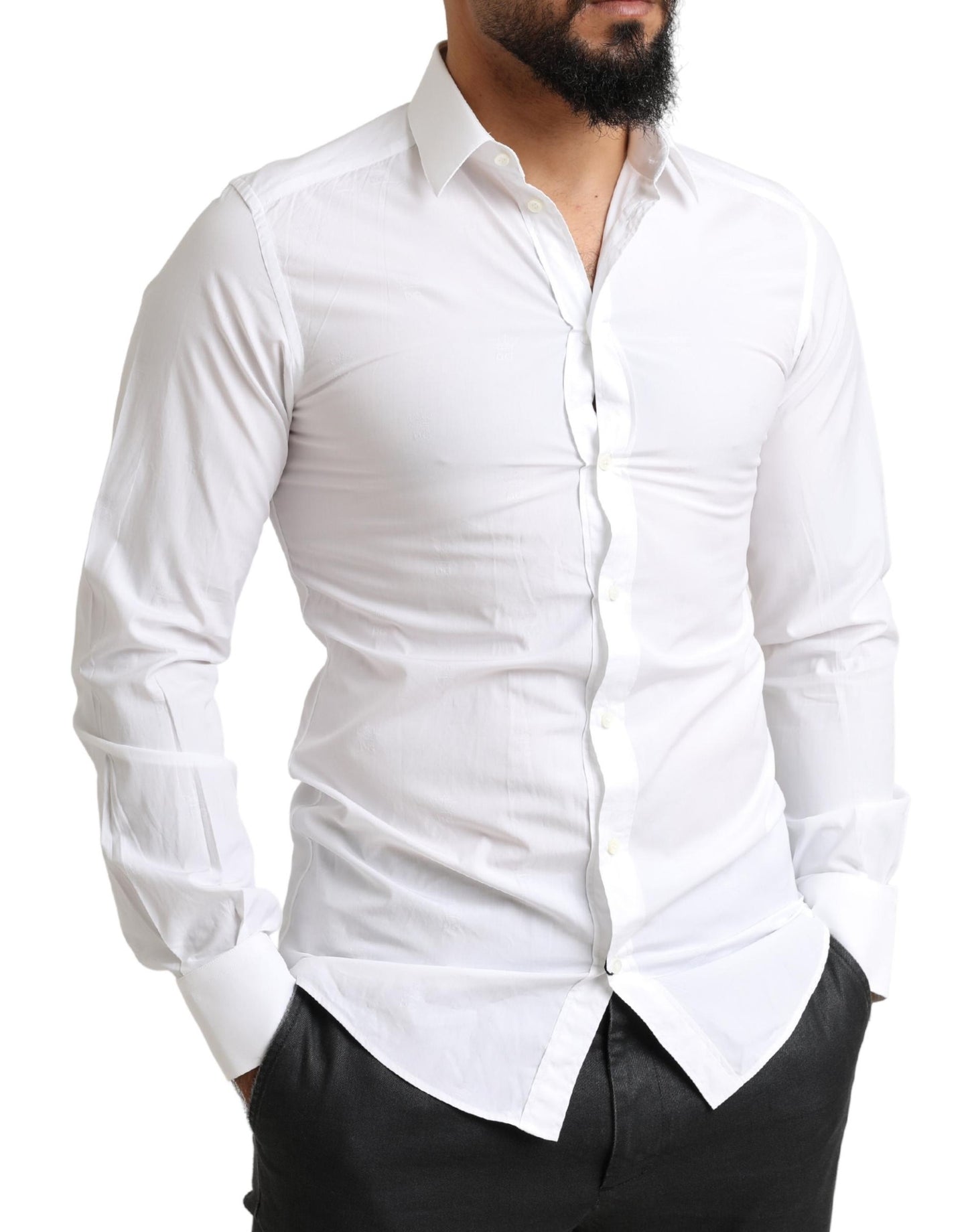 Dolce & Gabbana Elegant Slim Fit White Cotton Dress Shirt