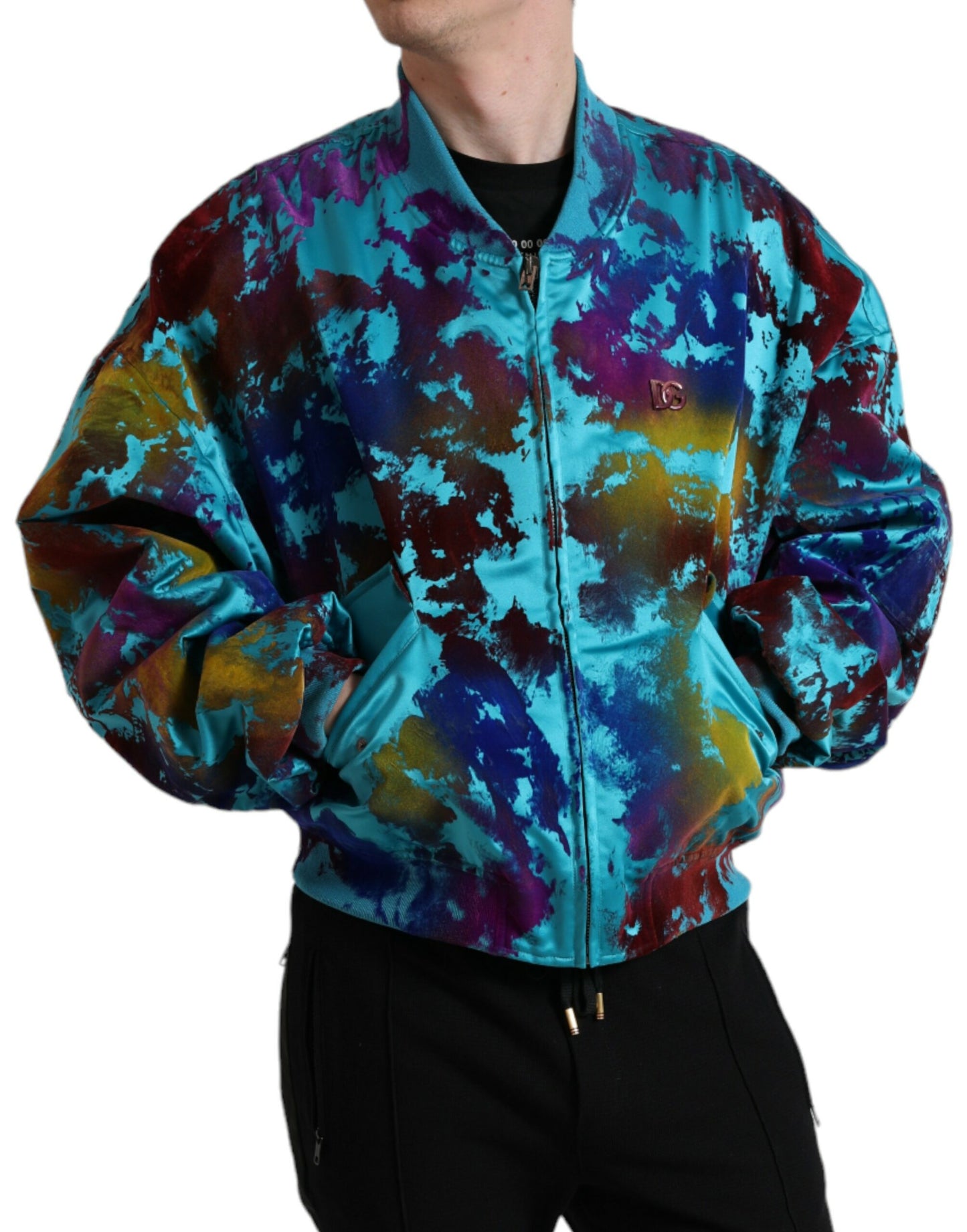 Dolce & Gabbana Multicolor Color Splash Zip Bomber Jacket