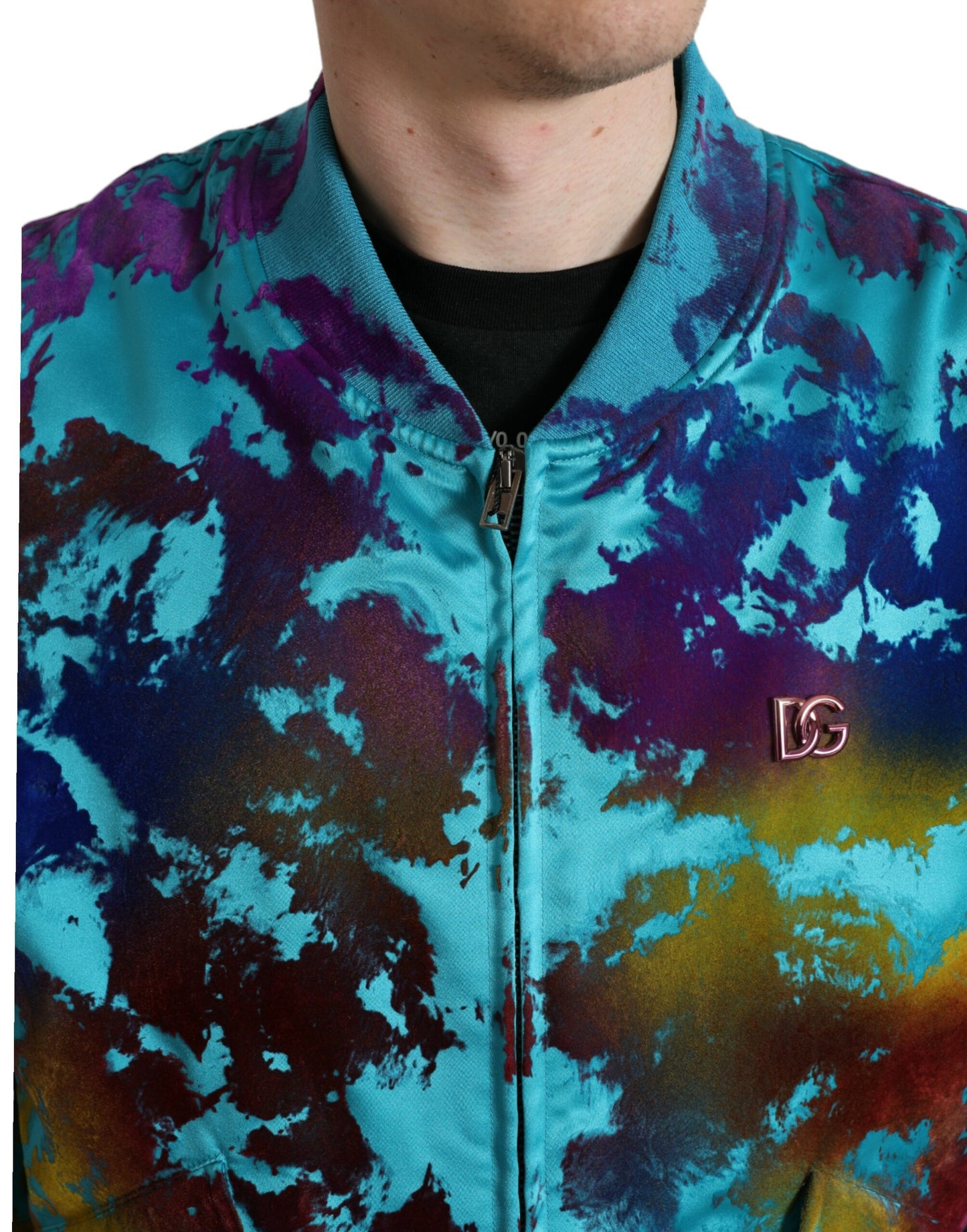 Dolce & Gabbana Multicolor Color Splash Zip Bomber Jacket