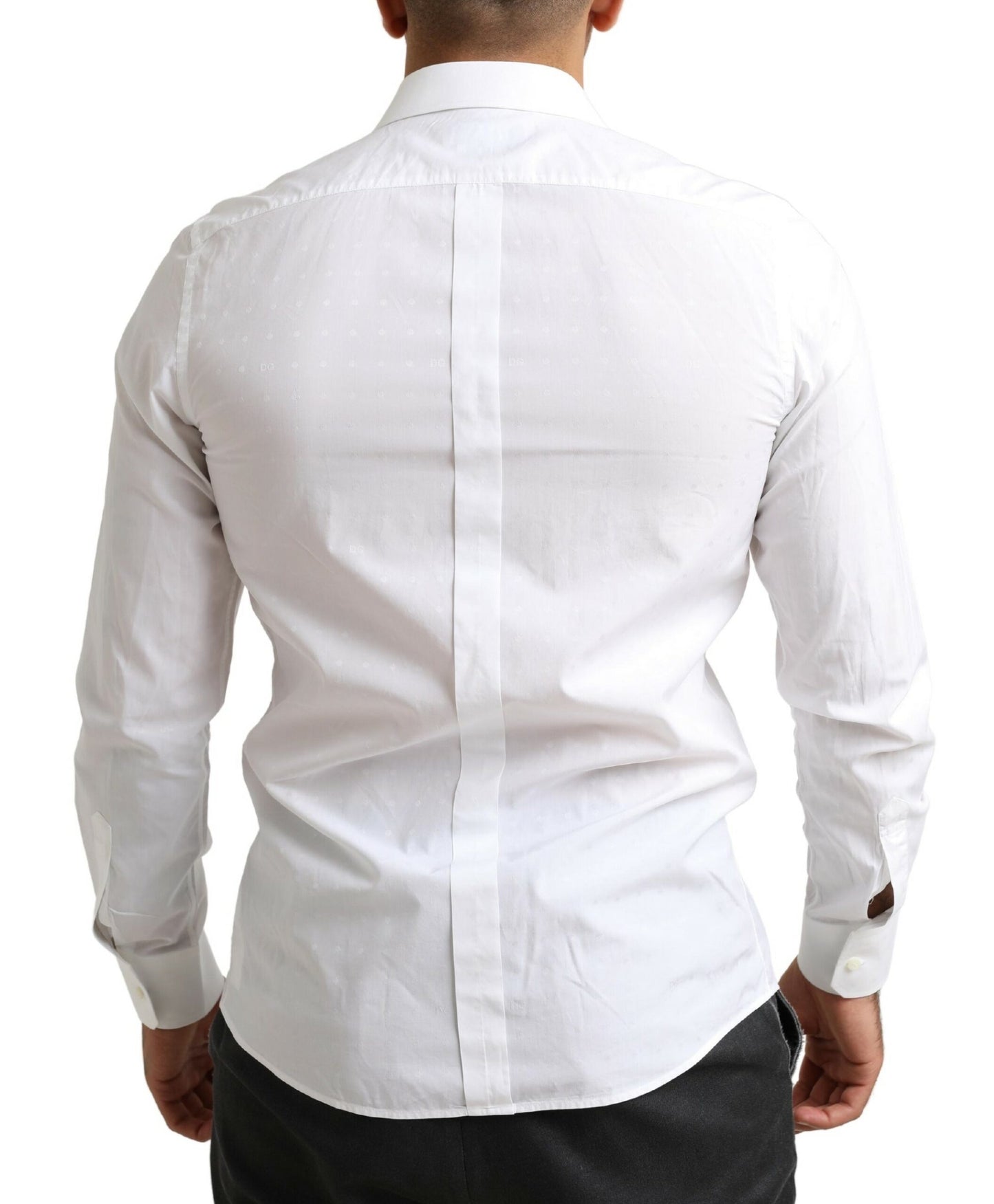 Dolce & Gabbana White GOLD Cotton SlimFit Formal Dress Shirt