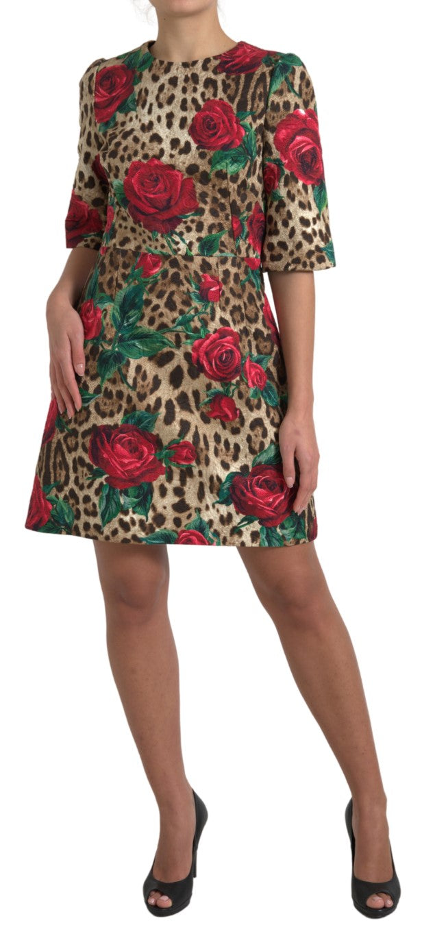 Dolce & Gabbana Floral Leopard Print A-Line Dress