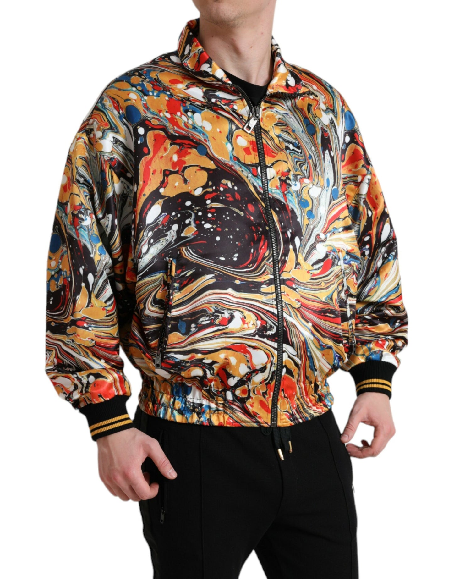 Dolce & Gabbana Multicolor Abstract Polyester Bomber Jacket