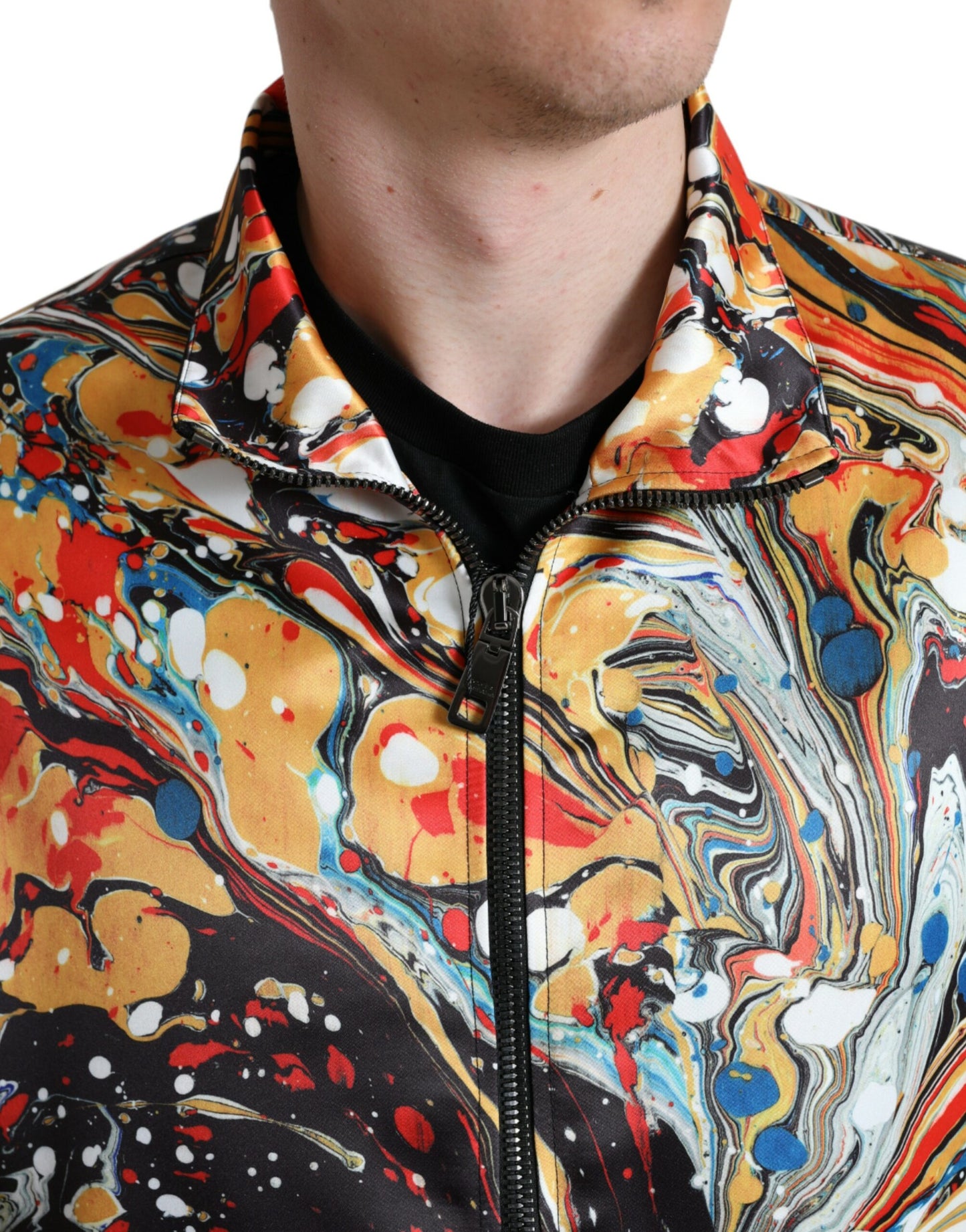 Dolce & Gabbana Multicolor Abstract Polyester Bomber Jacket