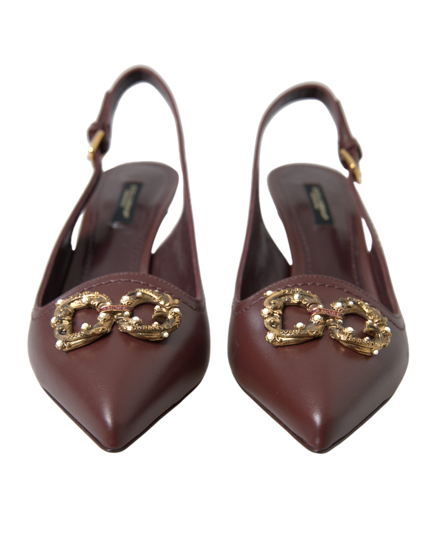 Dolce & Gabbana Elegant Leather Slingback Pumps - Chic Brown Hue