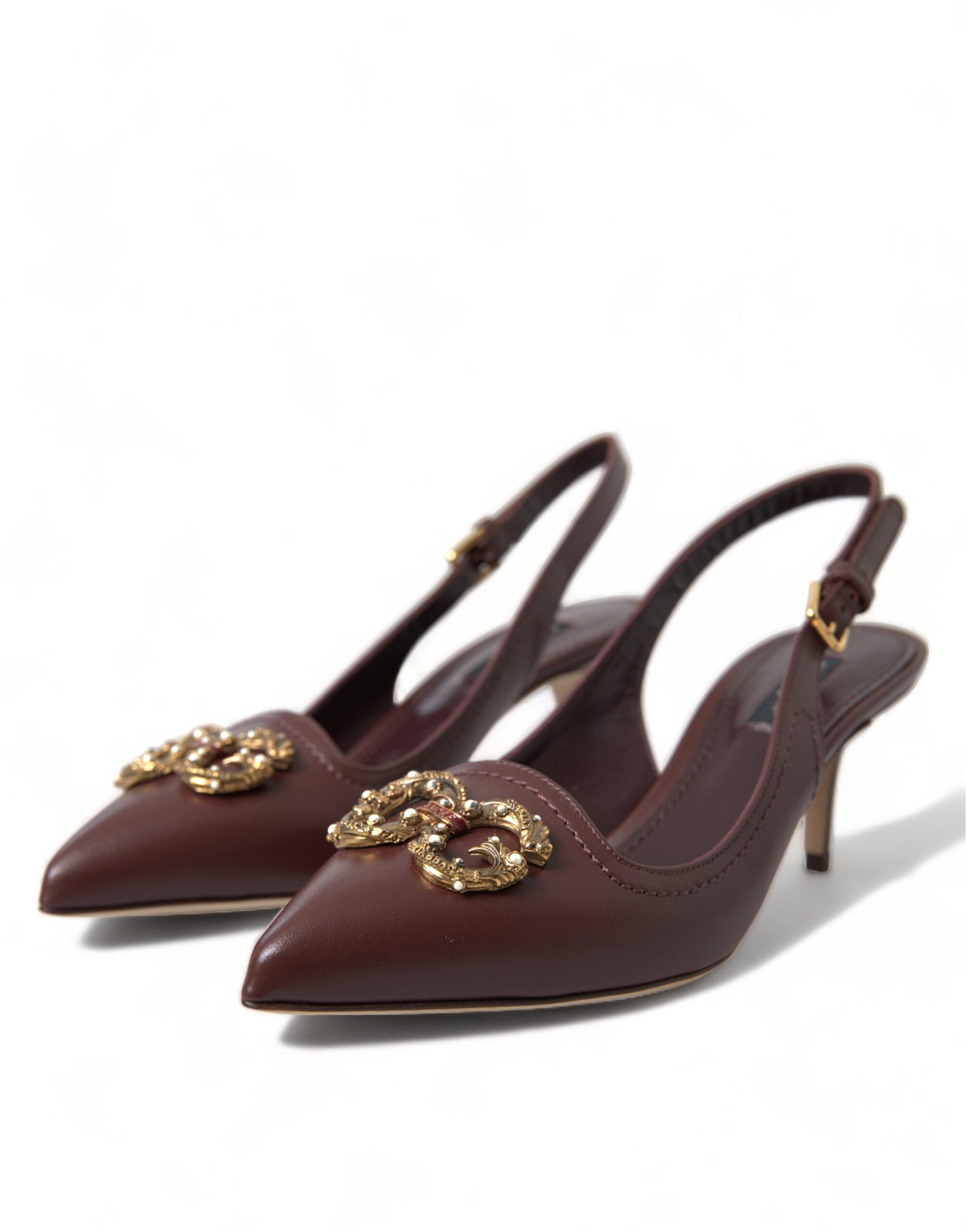 Dolce & Gabbana Elegant Leather Slingback Pumps - Chic Brown Hue