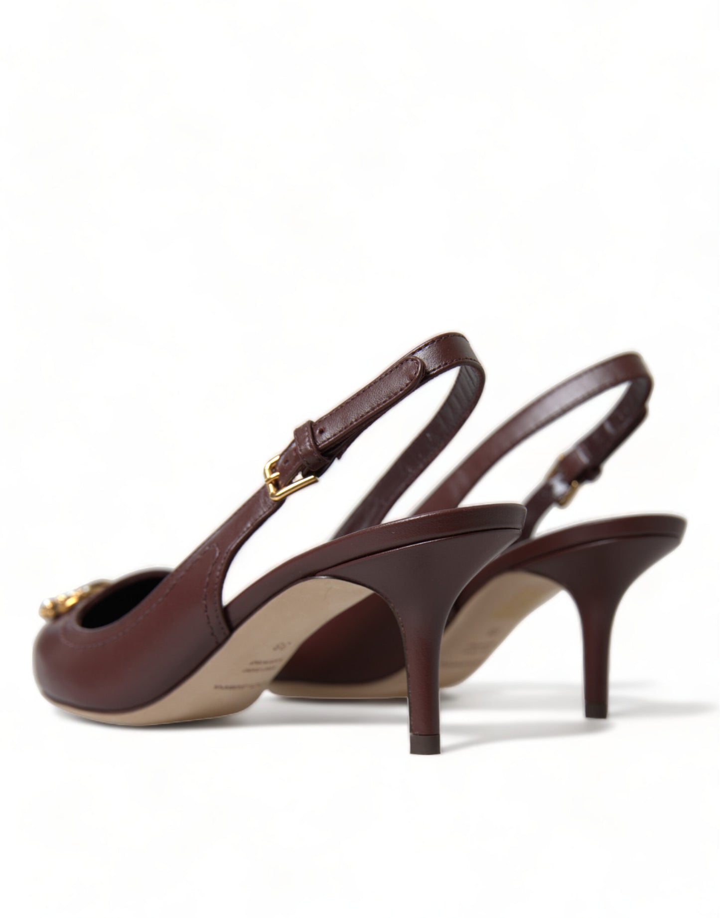 Dolce & Gabbana Elegant Leather Slingback Pumps - Chic Brown Hue