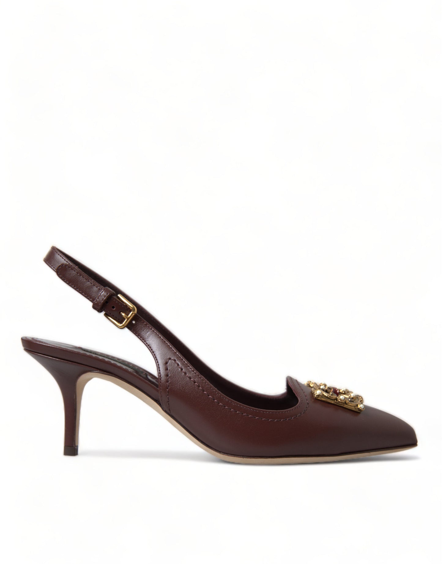 Dolce & Gabbana Elegant Leather Slingback Pumps - Chic Brown Hue