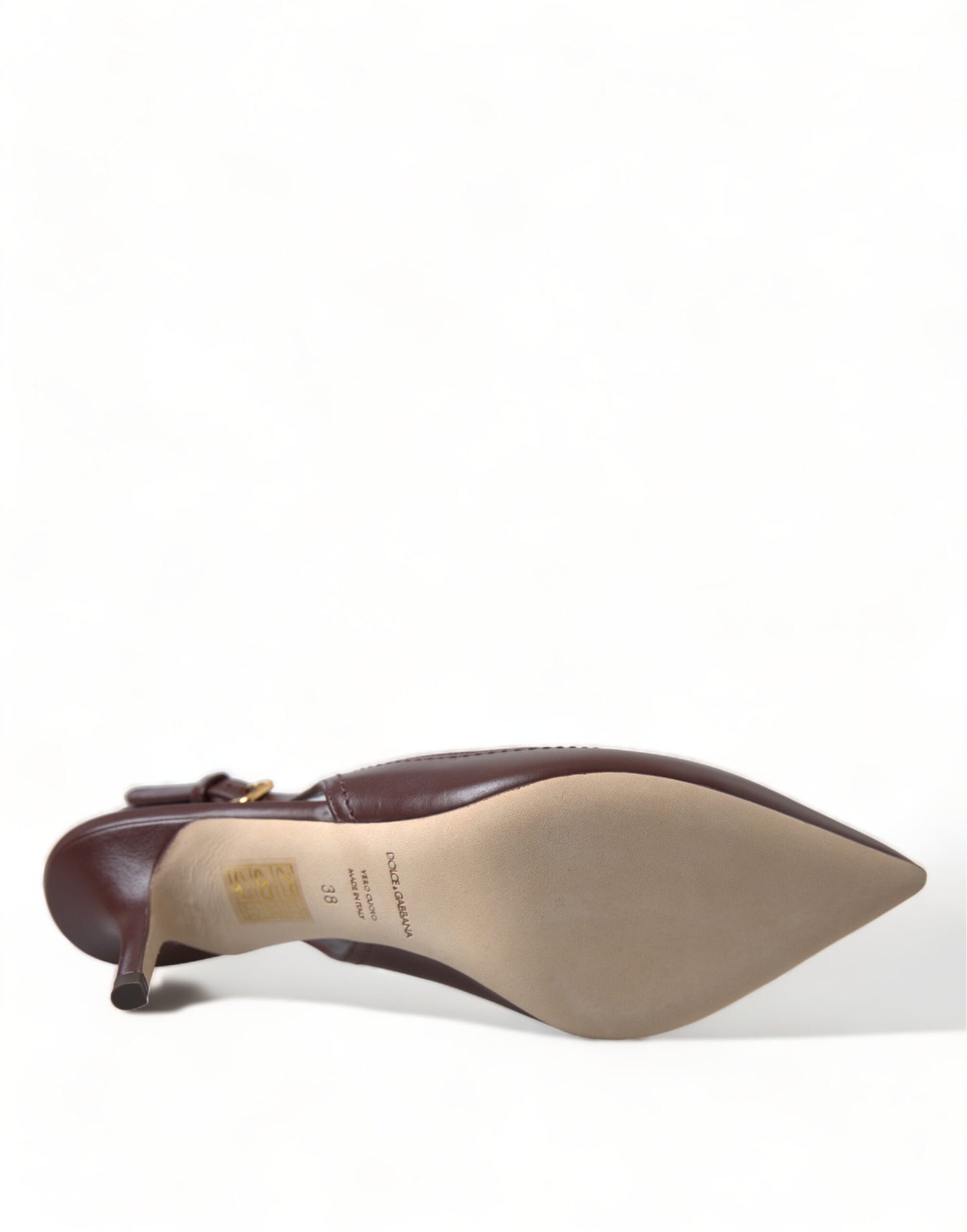 Dolce & Gabbana Elegant Leather Slingback Pumps - Chic Brown Hue