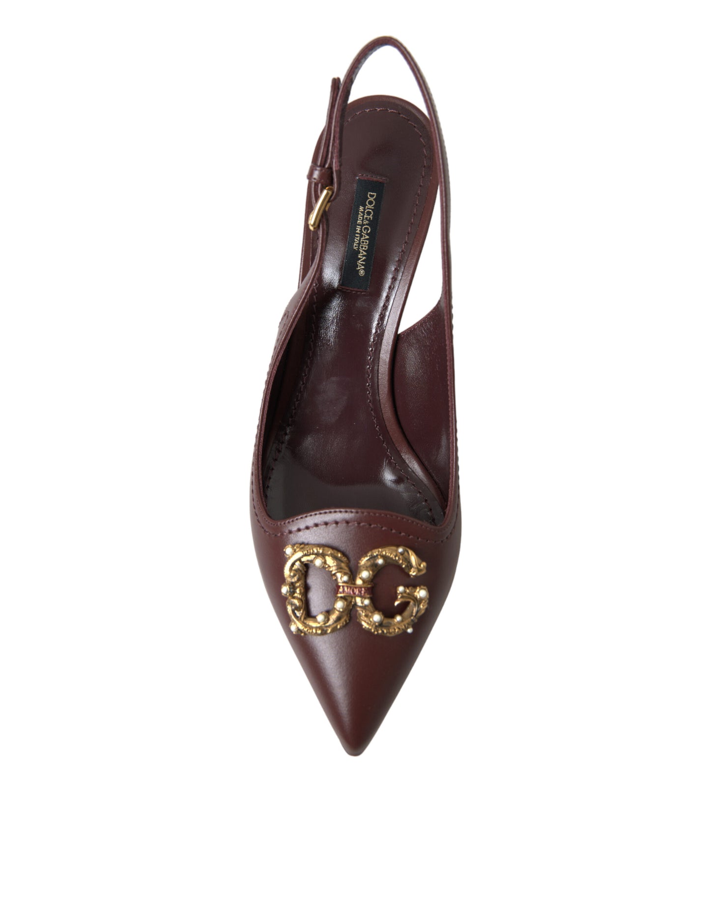 Dolce & Gabbana Elegant Leather Slingback Pumps - Chic Brown Hue