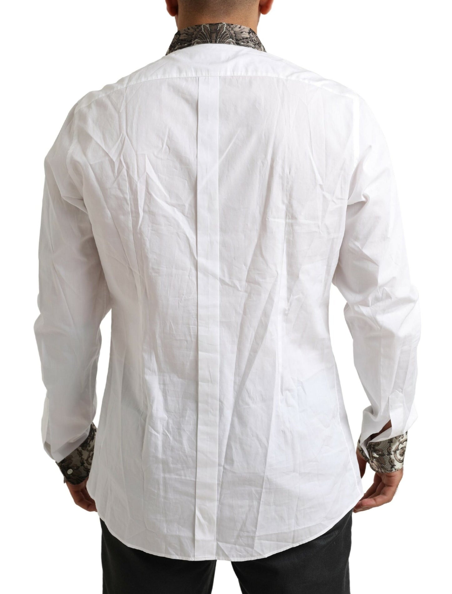 Dolce & Gabbana Elegant White Baroque Slim Fit Dress Shirt