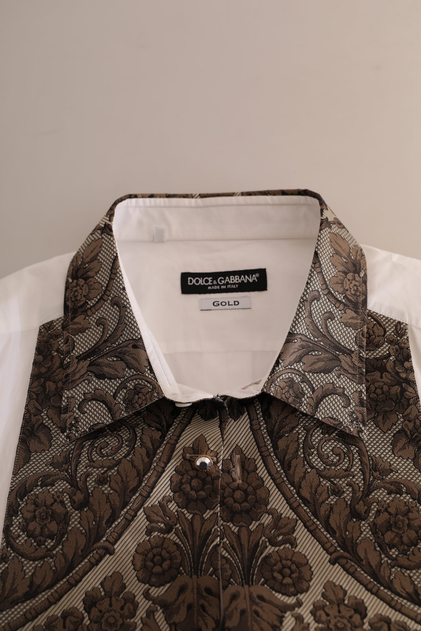 Dolce & Gabbana Elegant White Baroque Slim Fit Dress Shirt