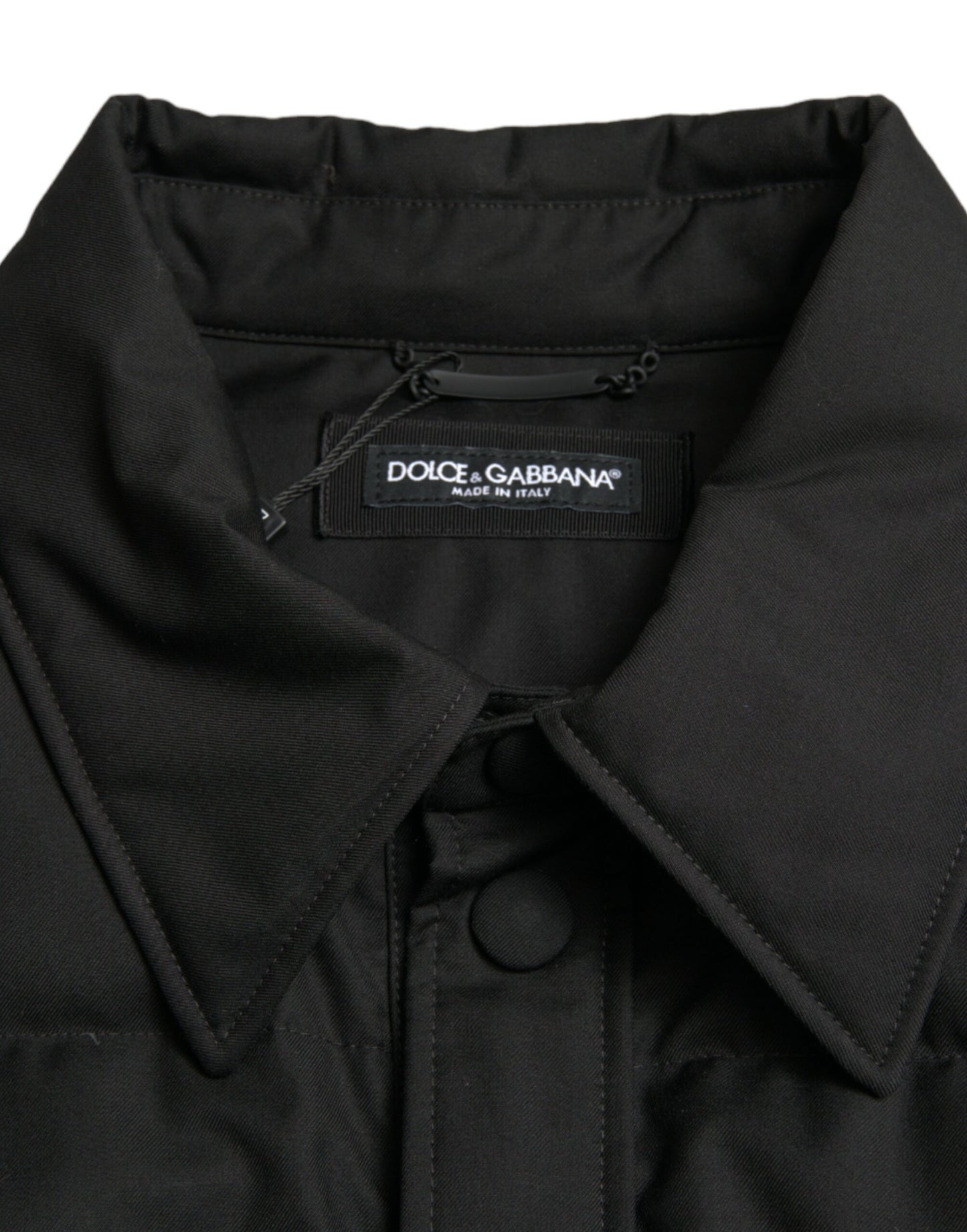 Dolce & Gabbana Black Polyester Quilted Logo Patch Jacket