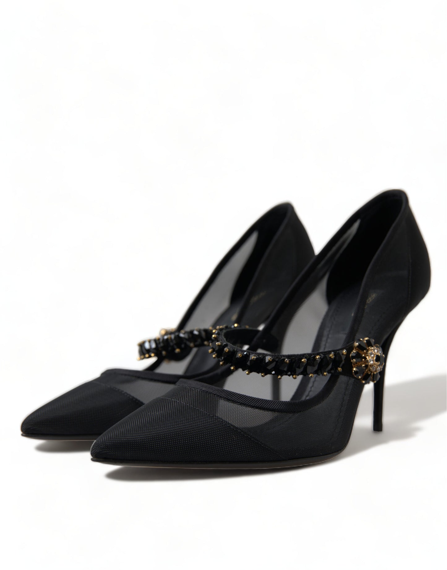 Dolce & Gabbana Crystal-Embellished Black Mary Jane Stilettos