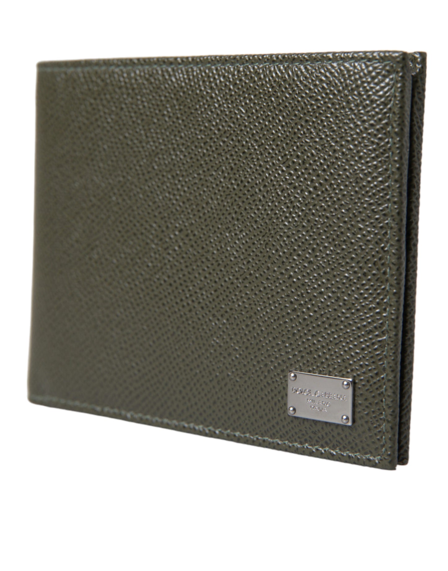 Dolce & Gabbana Olive Green Calfskin Leather Bifold Card Holder Wallet